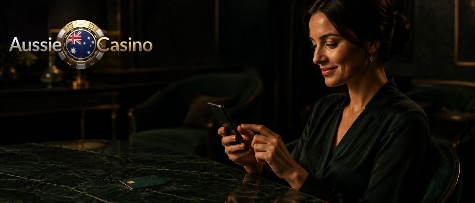 Woman making an online casino payment