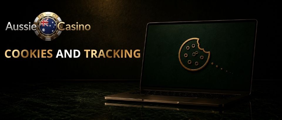 Aussie Casino Online cookies and tracking on laptop