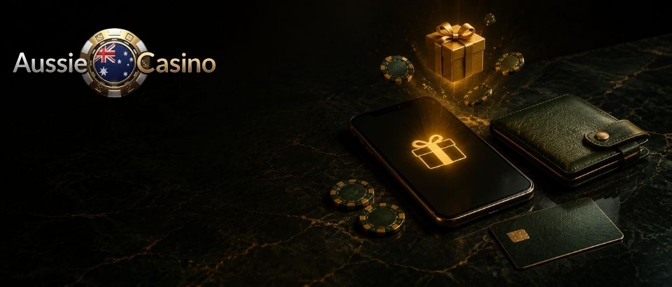 Aussie Casino Online no deposit bonus on smartphone